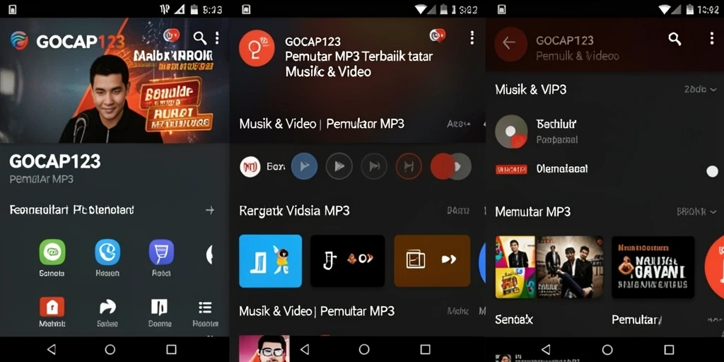 Antarmuka pengguna GOCAP123 yang sederhana dan fungsional untuk Pemutar MP3.