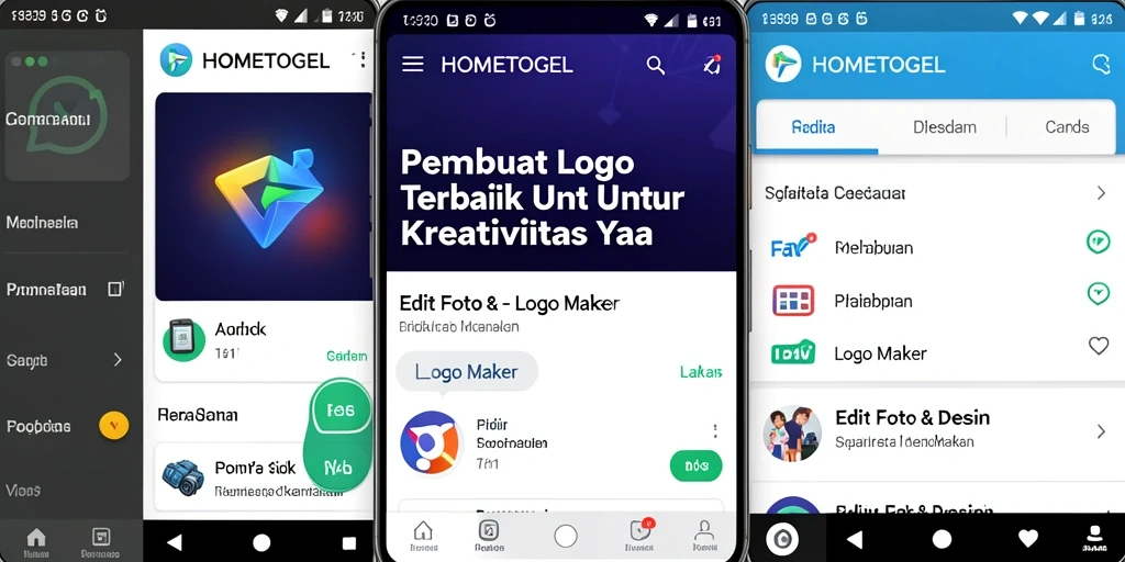 Tampilan antarmuka aplikasi HOMETOGEL untuk pembuatan logo yang intuitif.