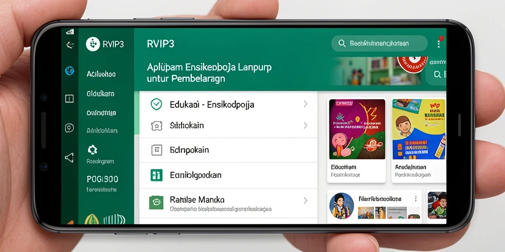 Tampilan antarmuka aplikasi Ensiklopedia RVIP3 yang sederhana dan informatif.